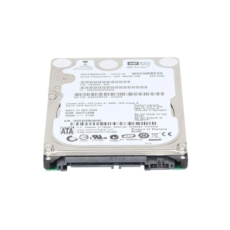Western Digital Scorpio 250GB 5.4K SATA Hard Drive, Western, HDD - Hard Diskovi, WD2500BEVS-22UST0, refurbished